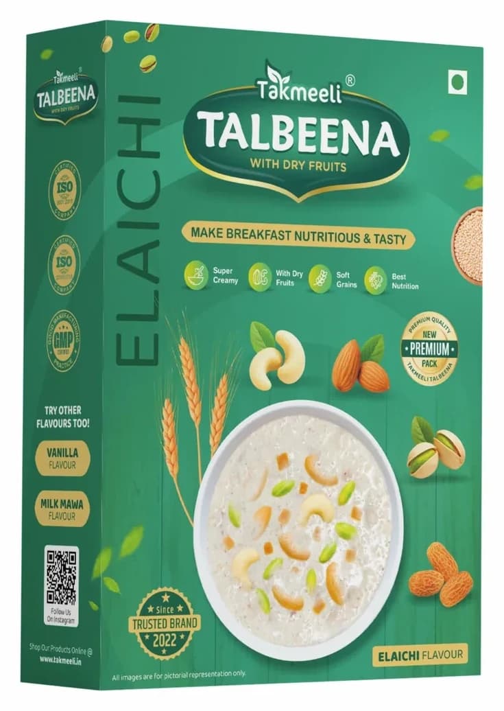 Takmeeli Talbeena Elaichi Flavour, 250 g pack, front