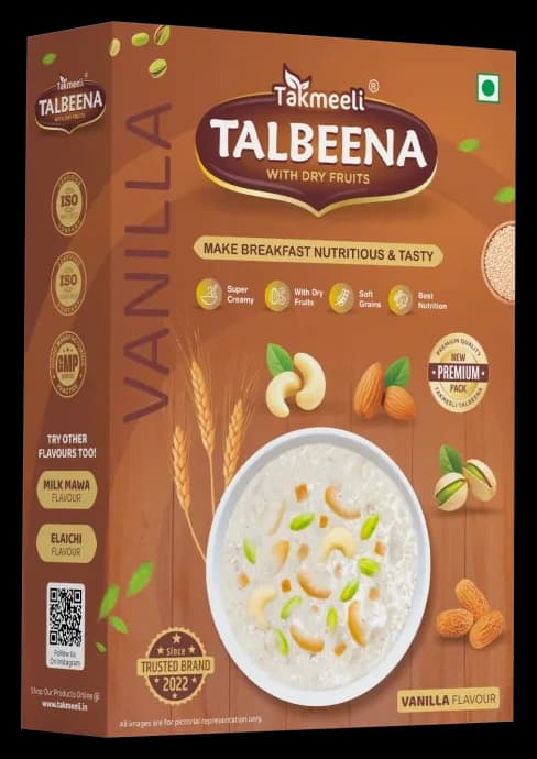 Takmeeli Talbeena Vanilla Flavour, 250 g pack, front
